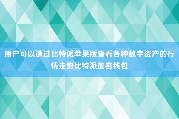 用户可以通过比特派苹果版查看各种数字资产的行情走势比特派加密钱包