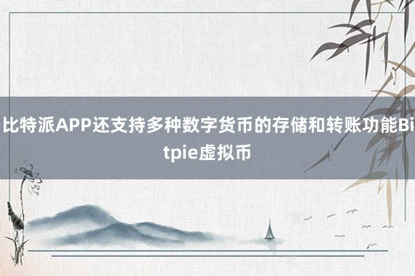 比特派APP还支持多种数字货币的存储和转账功能Bitpie虚拟币