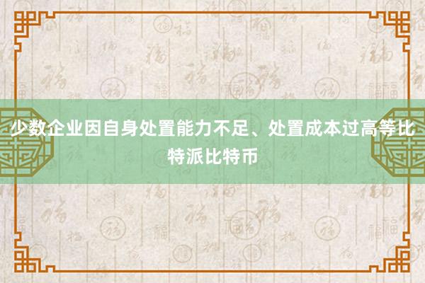 少数企业因自身处置能力不足、处置成本过高等比特派比特币