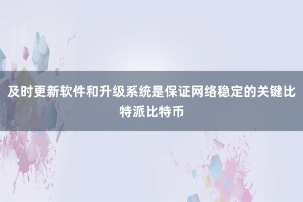 及时更新软件和升级系统是保证网络稳定的关键比特派比特币