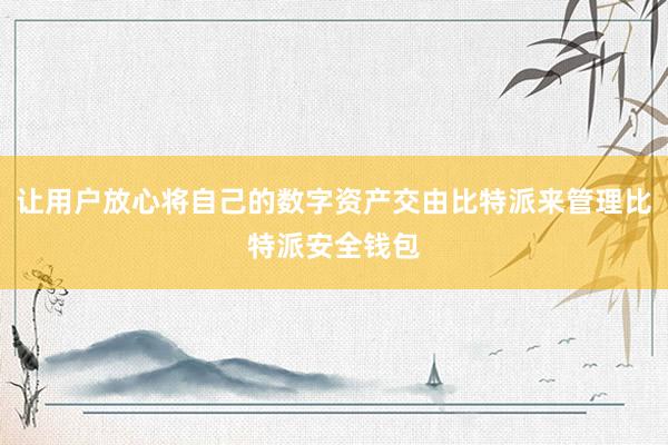 让用户放心将自己的数字资产交由比特派来管理比特派安全钱包