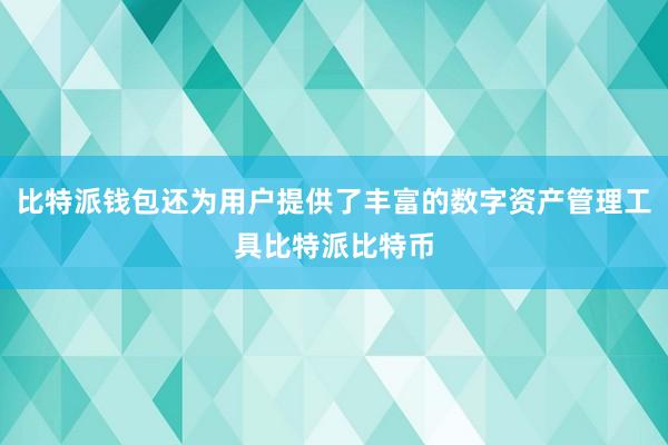 比特派钱包还为用户提供了丰富的数字资产管理工具比特派比特币