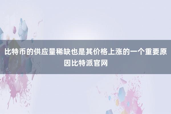 比特币的供应量稀缺也是其价格上涨的一个重要原因比特派官网